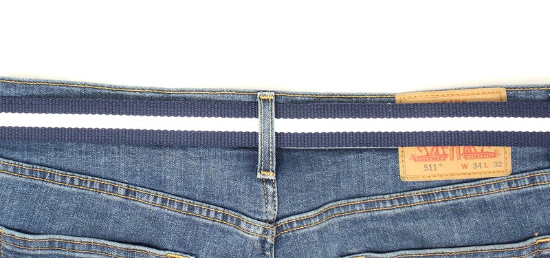 BC Belts Canvas Web Belt D-Ring Buckle 1.25"" Wide Metal Tip Mulit-Color (Navy/Cream-XL) - Image 5